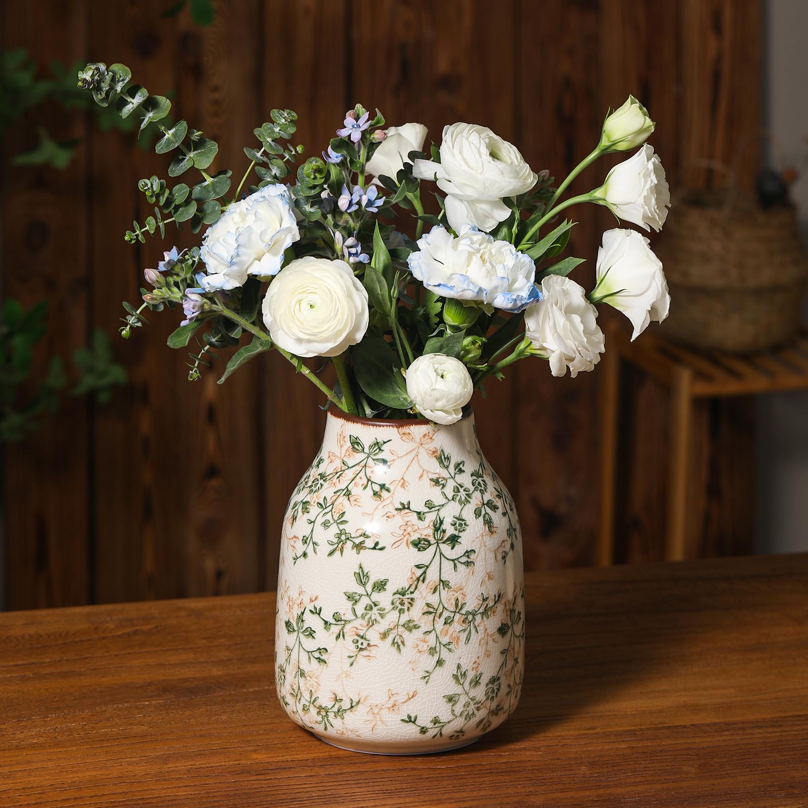 Amazon.com: Luweoxy Rustic Vintage Ceramic Vase, 7.8 inch Beige